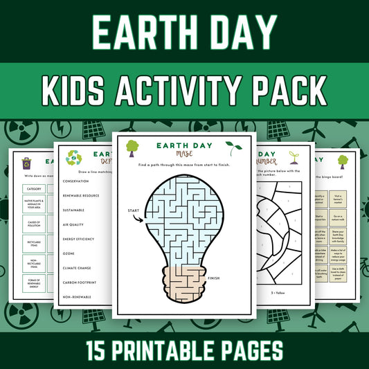 Earth Day Activity Pack, 15 Printable Puzzles & Games for Kids and Adults