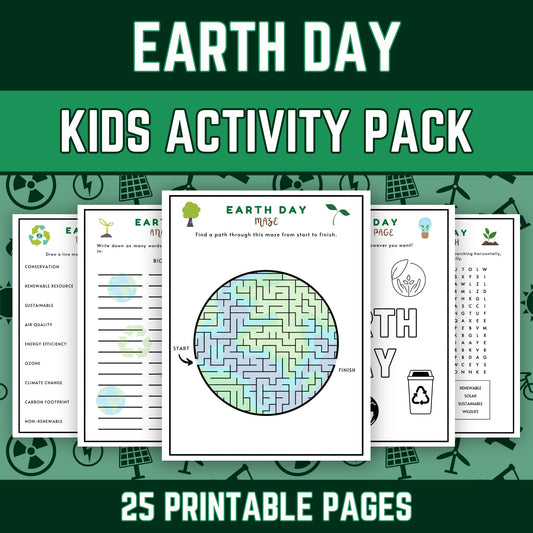 Earth Day Activity Pack, 25 Printable Puzzles & Games for Kids and Adults