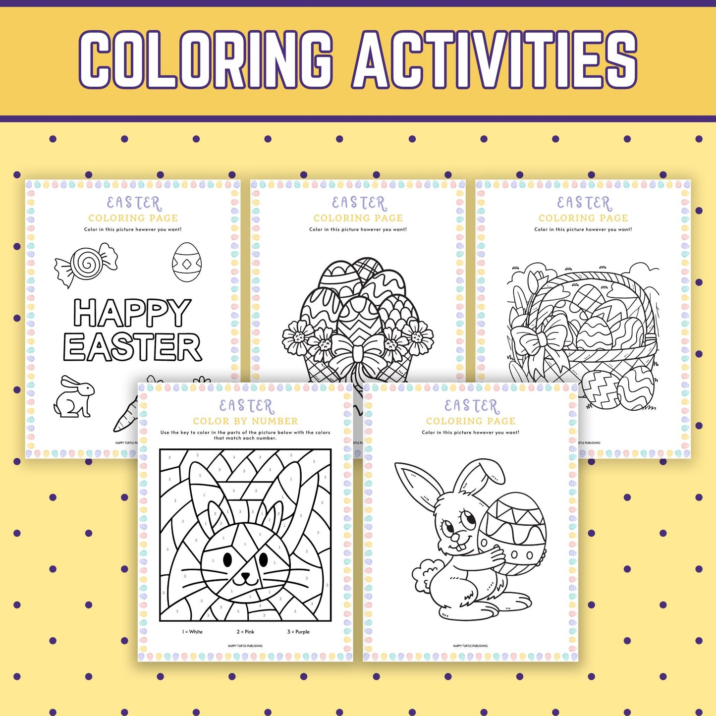 Easter Sunday Activity Pack, 32 Printable Puzzle Coloring & Game Worksheets for Kids