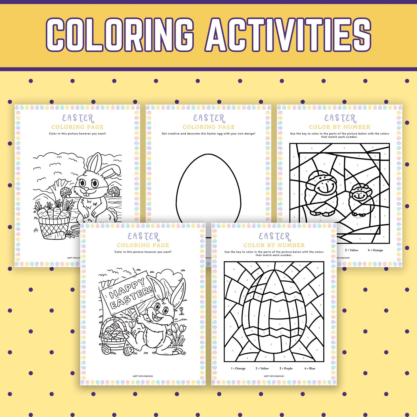 Easter Sunday Activity Pack, 32 Printable Puzzle Coloring & Game Worksheets for Kids