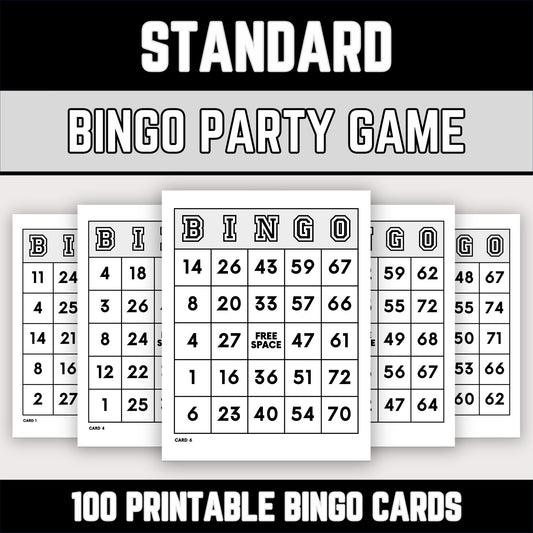 Printable Bingo Game with 100 Cards, Family Game, Party Game for Large Groups