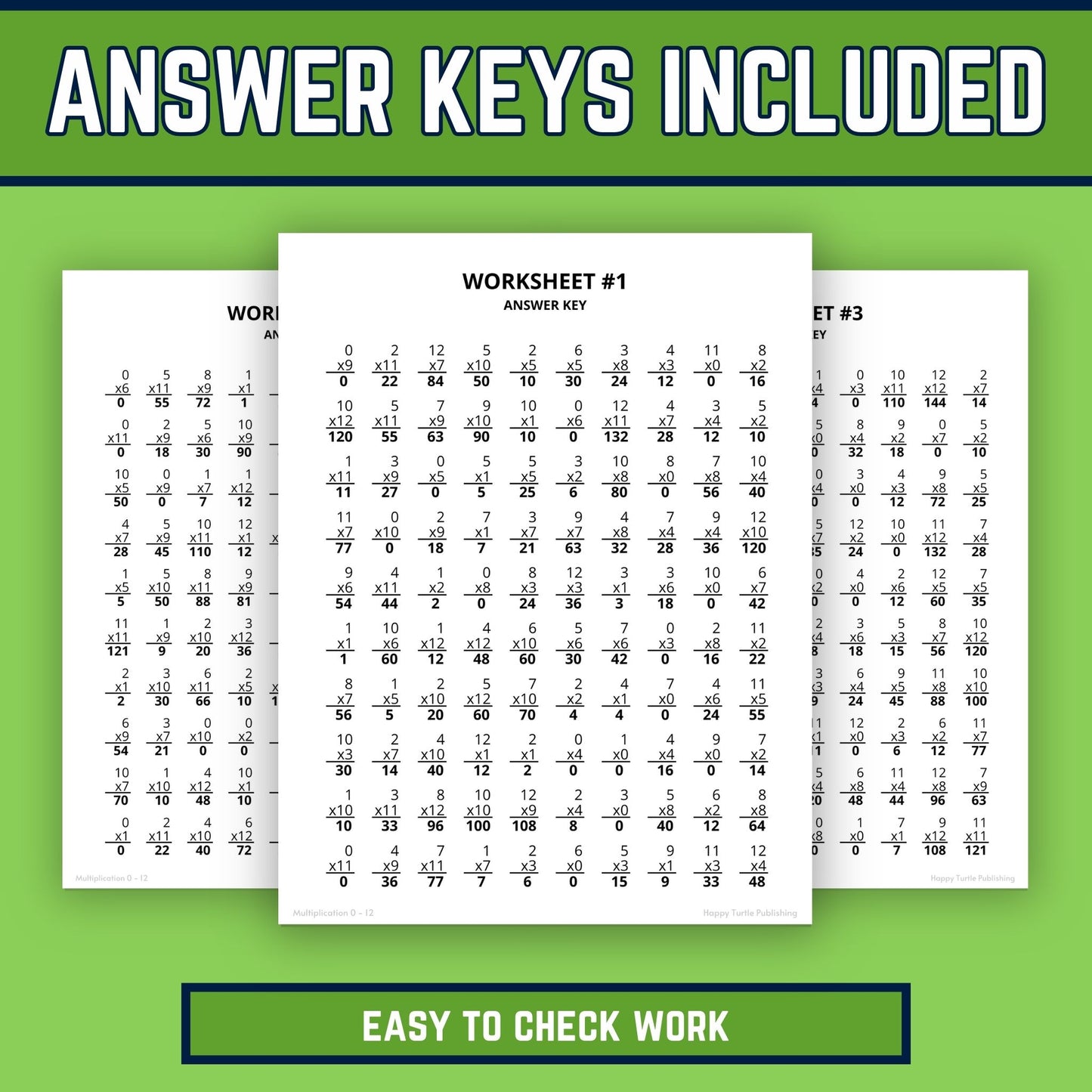 Multiplication Facts 0 to 12 Printable Worksheets, Multiplying Practice, Timed Drills