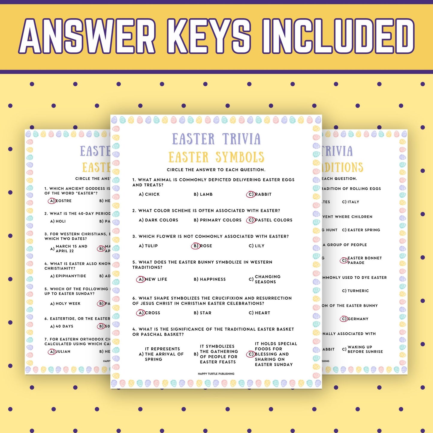 Easter Sunday Trivia Games Pack, 6 Printable Quizzes, Party Activity Bundle, General Knowledge