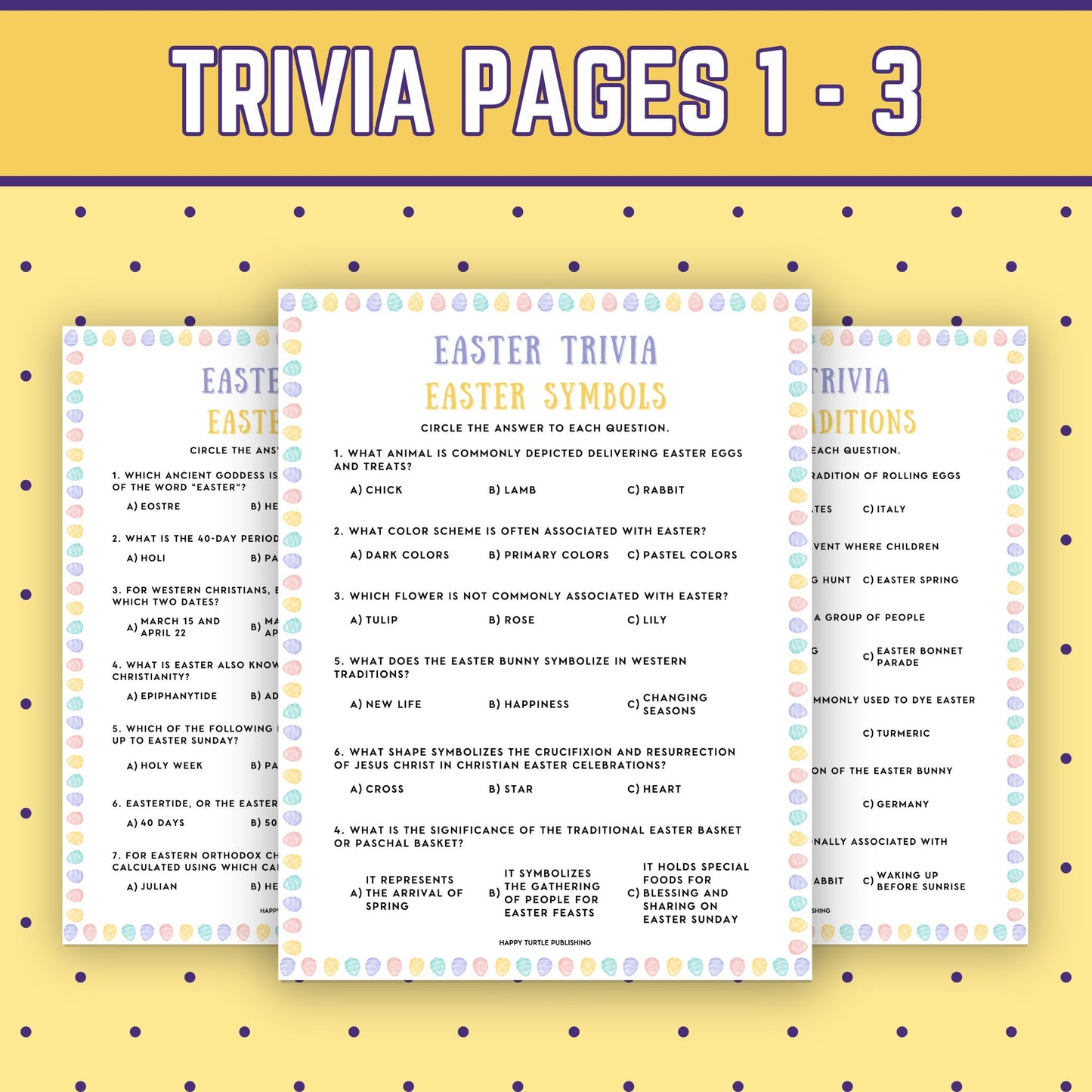 Easter Sunday Trivia Games Pack, 6 Printable Quizzes, Party Activity Bundle, General Knowledge