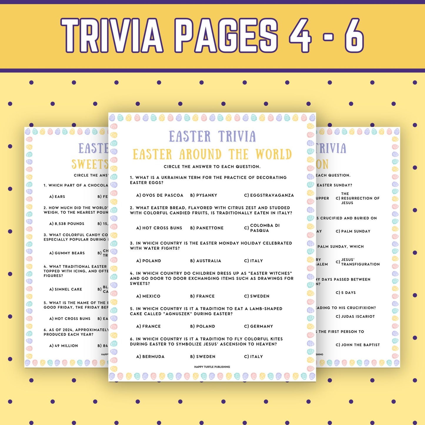 Easter Sunday Trivia Games Pack, 6 Printable Quizzes, Party Activity Bundle, General Knowledge